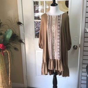 Light brown tunic/dress 3/4 length sleeves